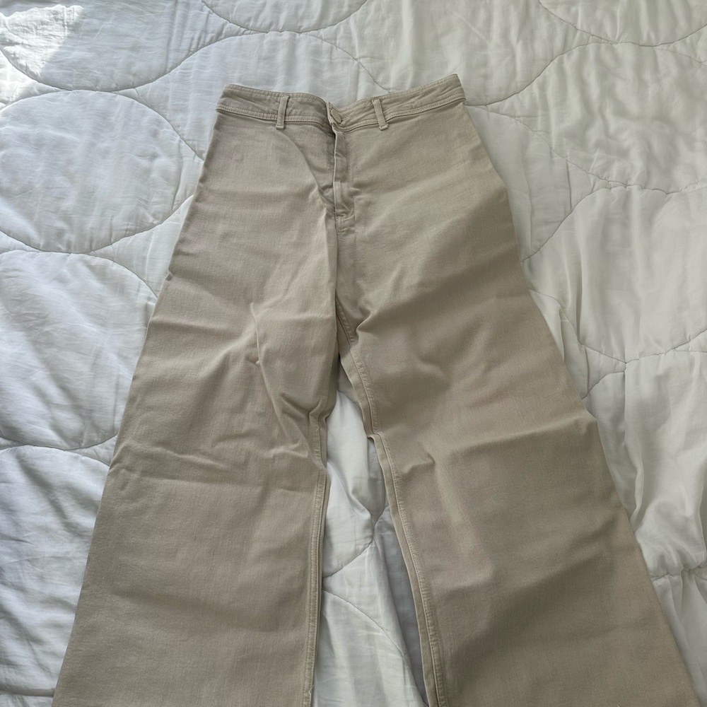 Zara Beige Marine Wide Leg Jeans